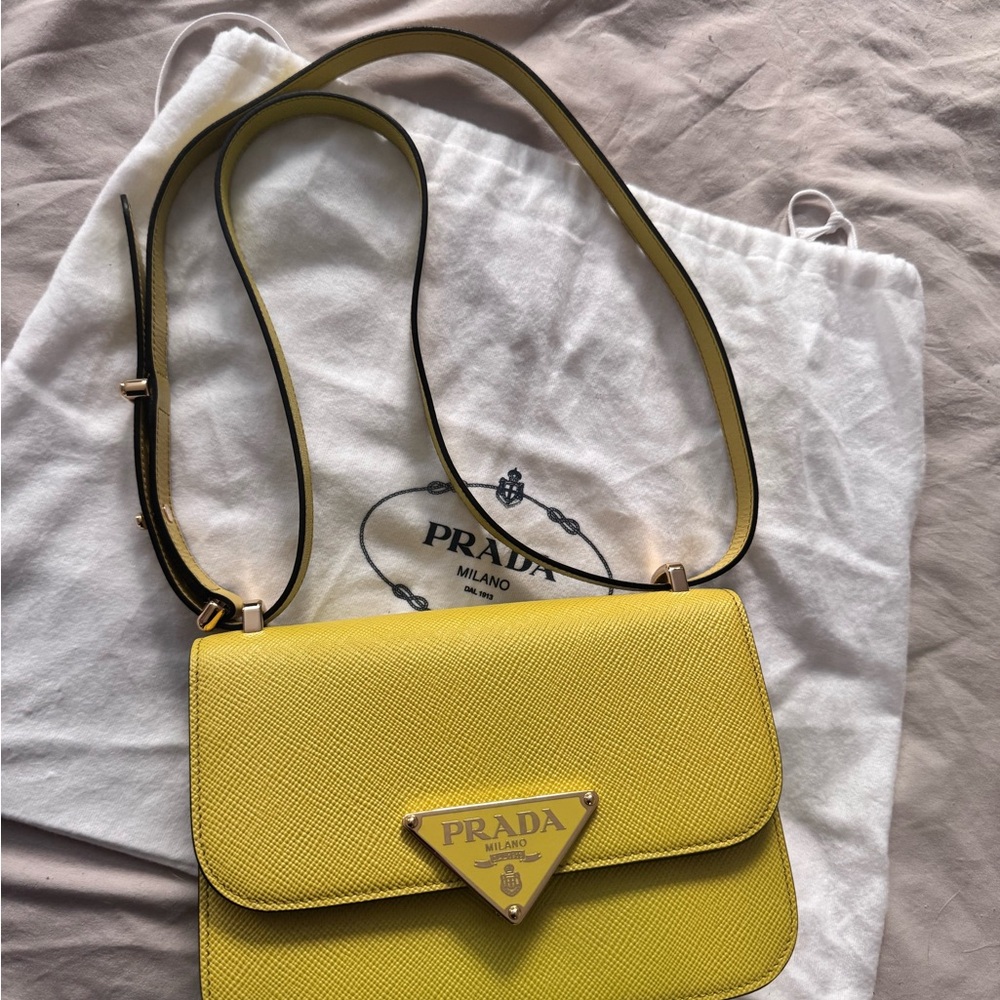 Yellow Saffiano Prada purse